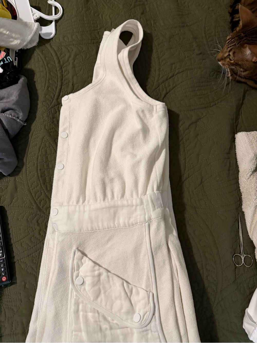 Cream White Button-Front Overall